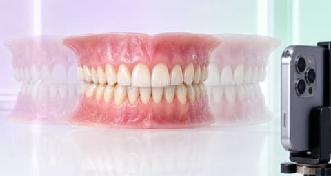 Secuencia ilustrativa de cierre y excursión dental documentada con un teléfono