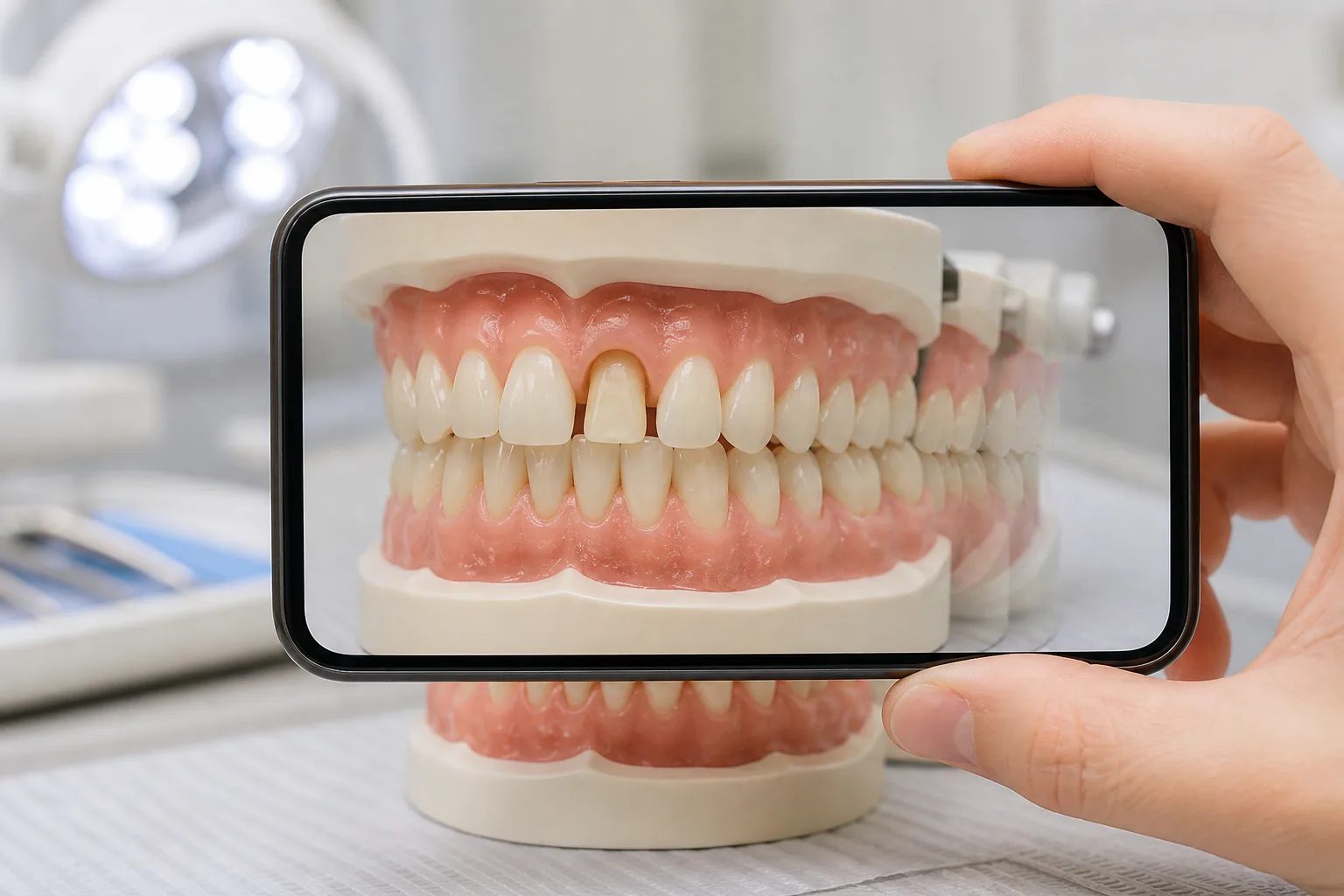 Smartphone documenting closure and excursion of natural dentition for functional review
