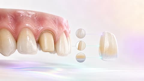 Synthetic preparation and crown related to fabrication texture, contour, and shade