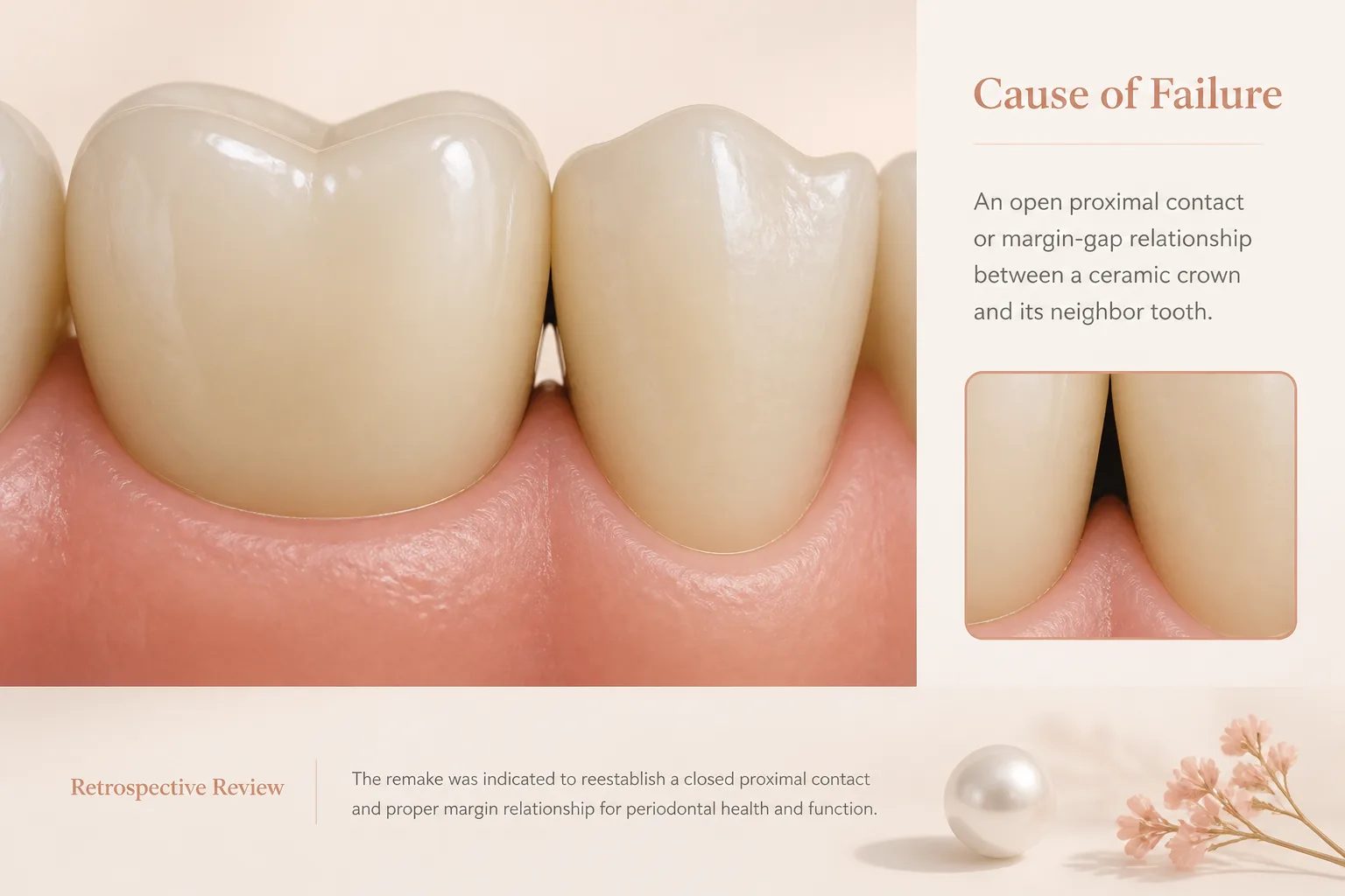 Retrospective view of a crown-to-neighbor contact gap used as an attributed remake cause