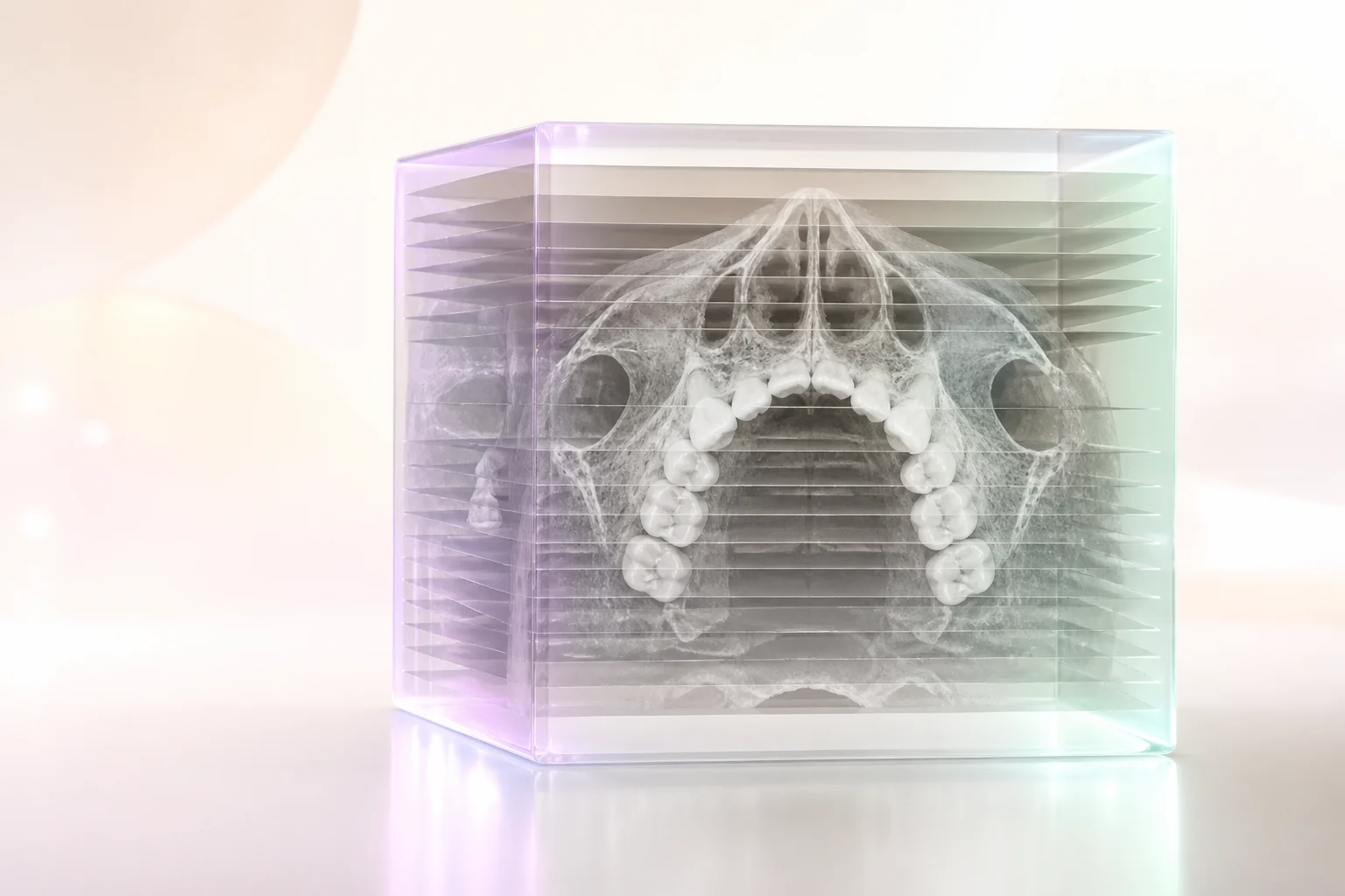 Synthetic dental CBCT study in a bright editorial atmosphere